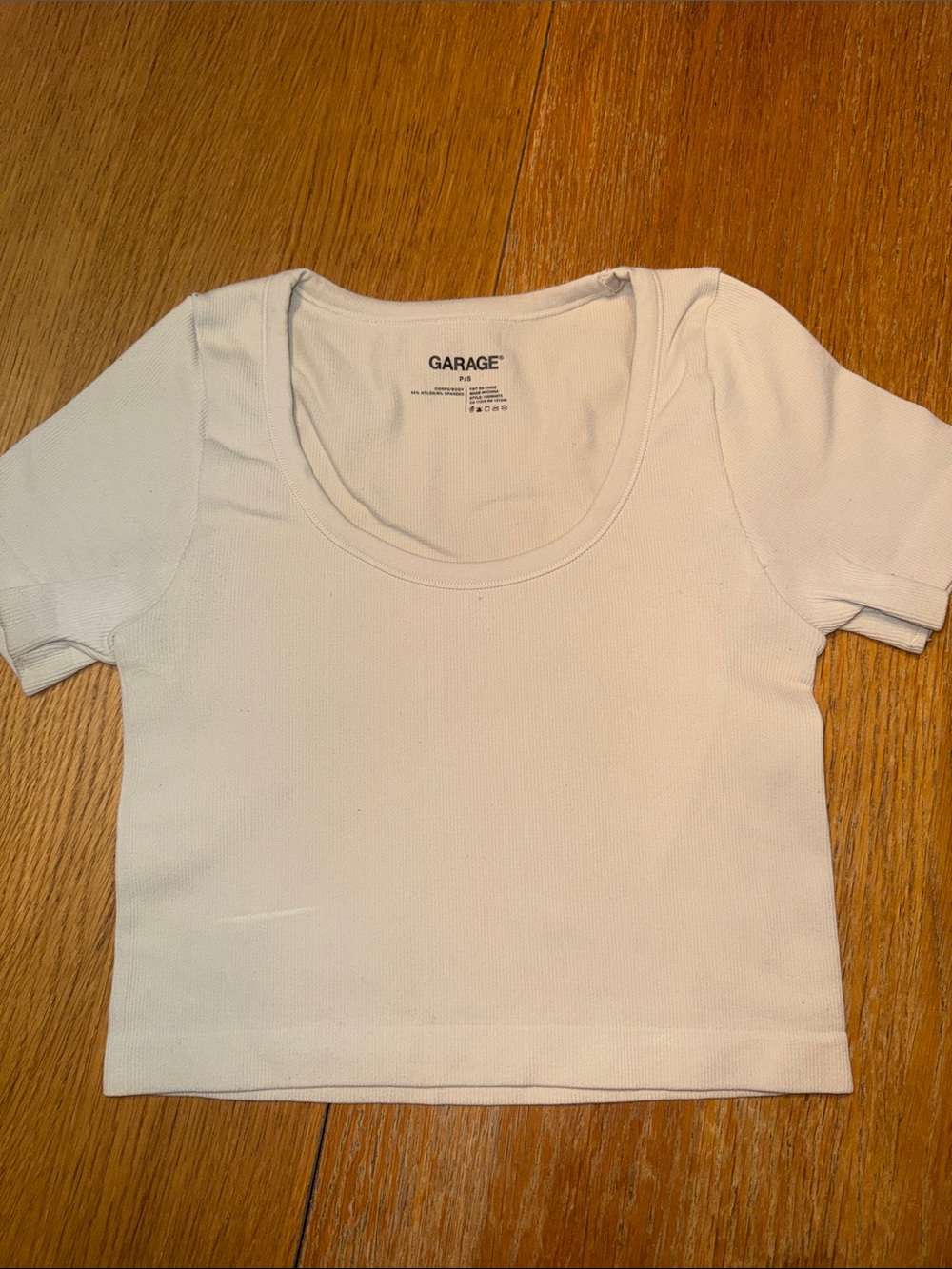 Garage White Ribbed Scoop Neck Crop Tee - Picture 1 of 4